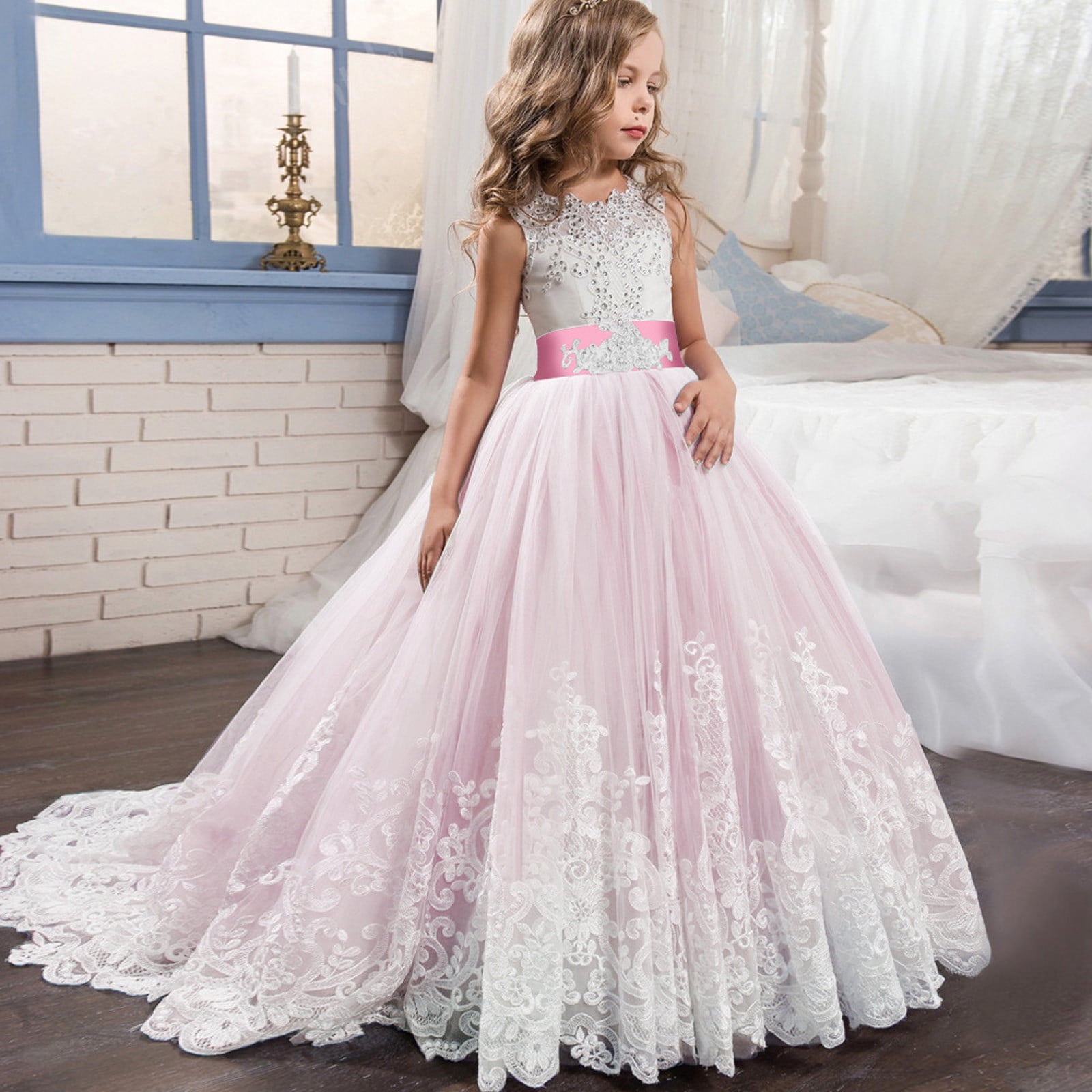 Ruziyoog Princess Lilac Long Girls Pageant Dresses Kids Prom Puffy ...
