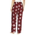 thumbnail image 3 of Balery Snowflake red plaid print Women's Pajama Pants,Ultra Lightweight Pjs,Lounge Pant-Large, 3 of 9