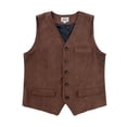 thumbnail image 4 of Men's Retro Corduroy Button Down Vest Smart Casual Lightweight Sleeveless Outerwear Waistcoat Brown Size XXL, 4 of 4