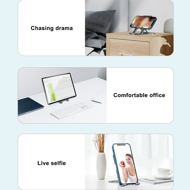 Phone Holder Folding Metal Desktop Tablet Stand Portable Non-slip Mobile Phone Bracket, Gray