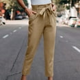 thumbnail image 2 of fartey Wide Leg Pants for Women 2025 High Paperbag Waist Solid Color Slim Trousers with Waist Tie Pockets Lounge Vacation Work Pants, 2 of 6