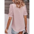thumbnail image 3 of Blusa de manga corta para mujer, camisa informal bordada, bonita, para oficina, playa, vacaciones, compras, fiesta de disfraces, ropa fresca de verano, rosa XXL Inevent AP009844-10, 3 of 6
