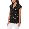 thumbnail image 3 of Buffalo Women's Floral Print Flutter Sleeve Lightweight Woven Top Blouse-Black / S, 3 of 6