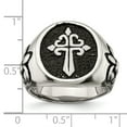 thumbnail image 2 of Primal Steel Stainless Steel Antiqued and Polished Fleur de Lis Cross Ring, 2 of 11