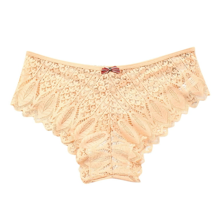 HUPOM Seamless Underwear For Women Womens Silk Panties Medium waist Elastic  Waist Solid Thong Beige 5XL