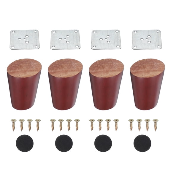 Uxcell Wood Furniture Legs, 4Pcs 2.4" Tapered Replacement Sofa Leg for Chair Couch Bed Coffee Table Dresser, Red Walnut