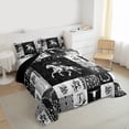 thumbnail image 3 of Homewish Western Cowboy Cowgirl Full Size Comforter Sets, Black Grey Patchwork Bedding Comforter Set, Rustic Farmhouse Reversible Bedding Sets, Ultra Soft Bedroom Decor, 3 Pieces, 3 of 8