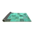 thumbnail image 2 of Ahgly Company Indoor Round Patchwork Turquoise Blue Transitional Area Rugs, 5' Round, 2 of 4