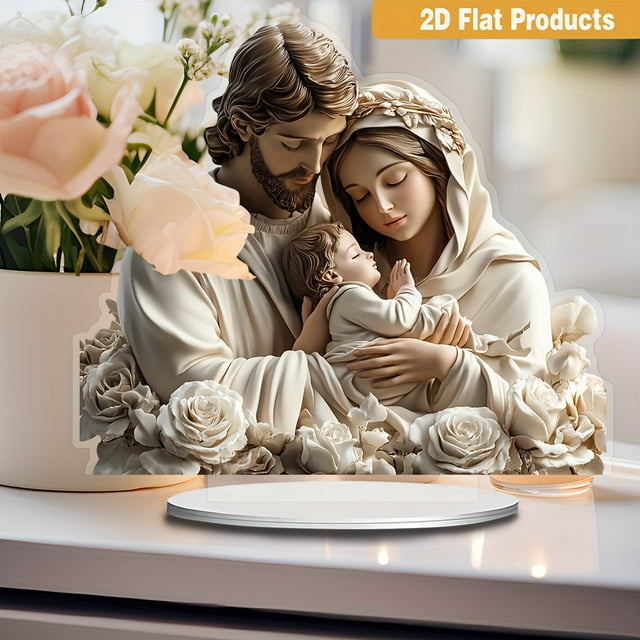 Dvkptbk Nativity Scene Display Easter Acrylic Nativity Scene Su N Catcher Small Decoration Waterproof Wear-Resistants Desk Counter Decoration Easter Decorations