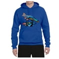 thumbnail image 2 of Trippy California Rainbow Neon Wolf Mountain Silhouette | Mens Animal Lover Hooded Sweatshirt Graphic Hoodie, Royal, Small, 2 of 4
