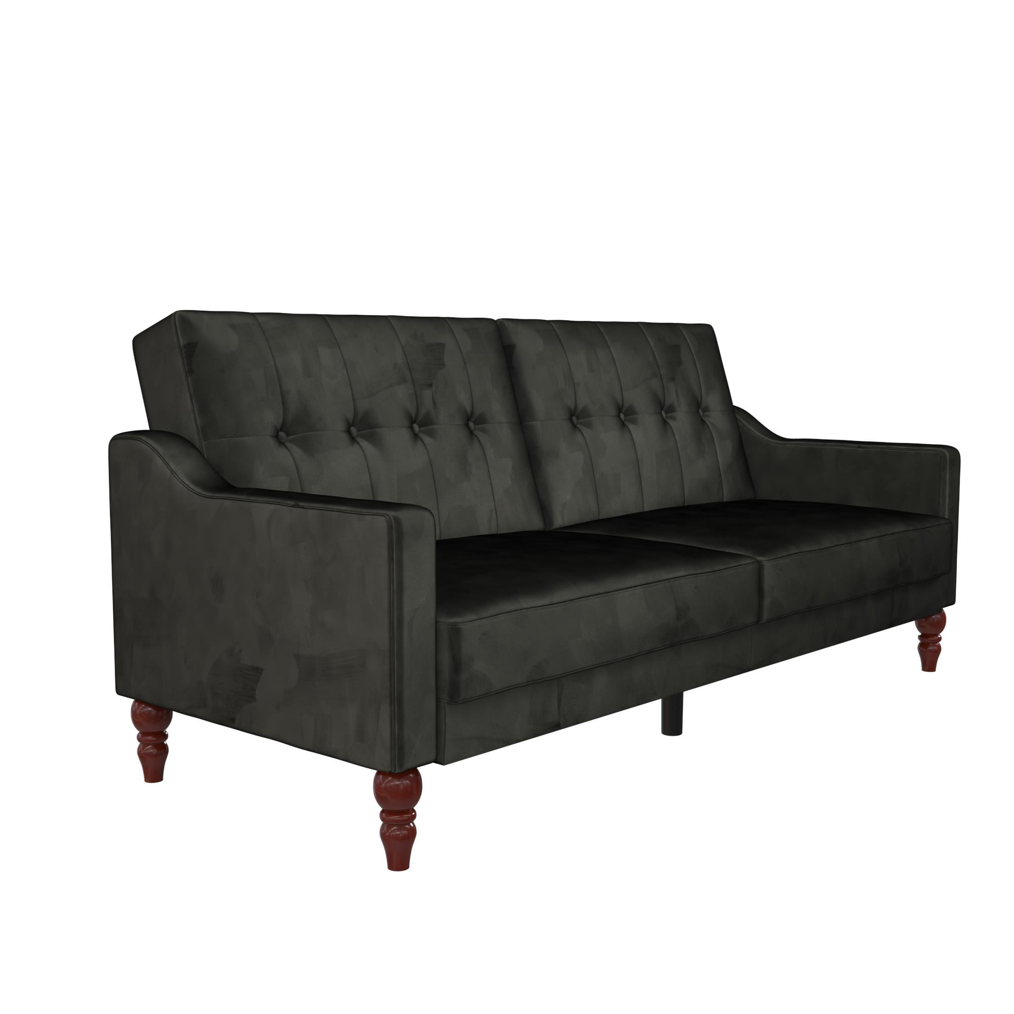 Novogratz Beatrice Coil Futon, Convertible Sofa Bed & Couch, Black