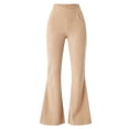 thumbnail image 6 of Women Ribbed Knit Flare Pants Sevevn Cross V‑High Waist Stretchy Bell Bottom Trousers With Side Pockets, Diverse Solid Colors For Casual Dating And Daily Outfit, 6 of 6