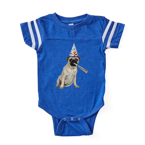 CafePress - Pug Dog Party - Cute Infant Baby Football Bodysuit