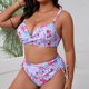 thumbnail image 5 of Trajes de baño Amzcrzy Tankini para mujer, trajes de baño, moda para mujer, talla grande, cordón, estampado floral, bikini fresco, traje de baño dividido, traje de baño rosa, 5XL, 5 of 7