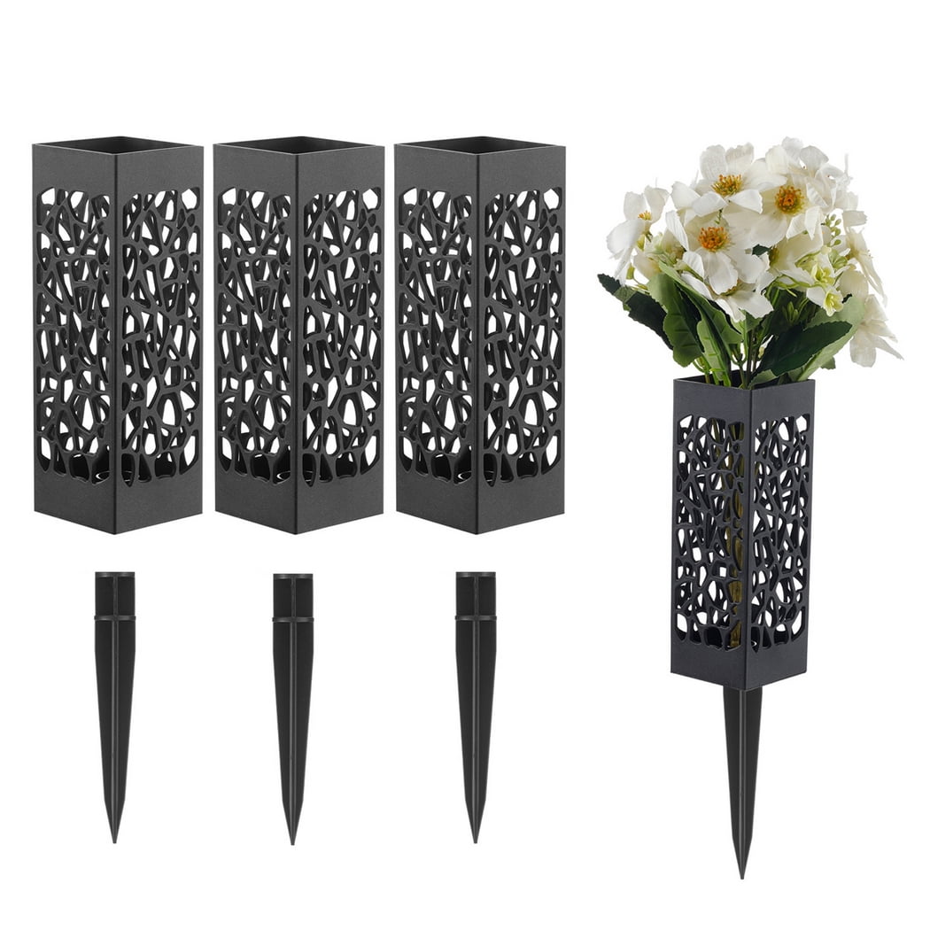 4PCS Graves Cemetery Vases with stake Grave Flower Holder with Spikes