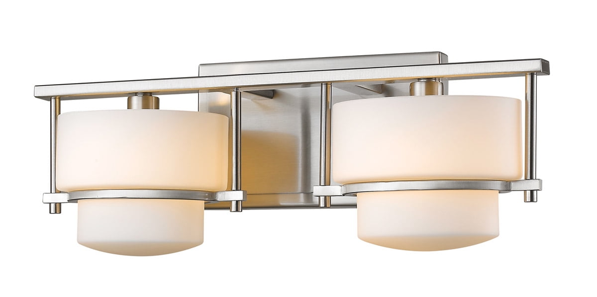 Bathroom Vanity 2 Light With Brushed Nickel Finish Steel LEDG9 Bulb 16