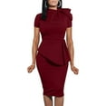 thumbnail image 1 of HAHDAXIA Femmes Mode Peplum Bodycon Manches Courtes Arc Club Volants Crayon Partie Robe, 1 of 6
