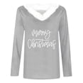 thumbnail image 4 of WREESH Merry Christmas Womens Fashion Slim V Neck Blouses Patchwork Faux Furry Collar Pullover Letter Printed T-Shirts Long Sleeve Tunic Tops Bottoming Shirt Gray, 4 of 4