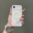 thumbnail image 4 of Magnetic for iPhone 17 Pro Max Case,Compatible with MagSafe, Cute Flower Floral Design iPhone 17 Pro Max Case for Women Girls, Slim Shockproof Soft TPU Bumper Hard PC Back Phone Case,A, 4 of 7