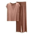 thumbnail image 2 of ylioge Womens 2 Piece Modal Pajama Sets Lightweight Cap Sleeve Tops Wide Leg Pants Loungewear Outfits Casual Solid Color Soft Homewear Pajamas, 2 of 5
