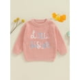 thumbnail image 2 of Suealasg Newborn Baby Girl Knit Sweater Round Neck Long Sleeve Colorful Letter Embroidery Knitwear Pullover Sweatshirt 3 6 9 12 18 Months Infant Fall Winter Clothes, 2 of 7