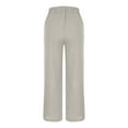 thumbnail image 3 of UAMVSH Dress Pants for Women Casual Cotton Linen Work Office Pants with Pockets Soft Elastic Waist Wide Leg Business Suit Pants(Large,Beige), 3 of 5