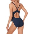 thumbnail image 3 of Adoretex Girl's/Women's Solid Pro One-Piece Athletic Sports Racing Swimsuit Swimwear (FN001)-Navy-32, 3 of 5