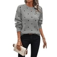 thumbnail image 1 of Suéteres de Lunares para Mujer, Jersey de Punto de Larga y Cuello Redondo. Gris M, 1 of 9