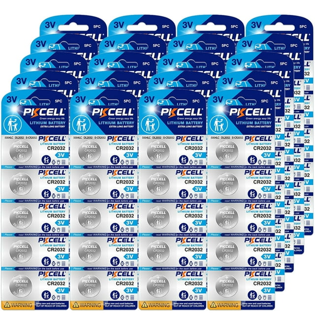PKCELL 100PCS CR2032 Lithium 3v Coin Cell Battery 2032 Watch Battery for Key Fob Car Remote Glucose Monitor
