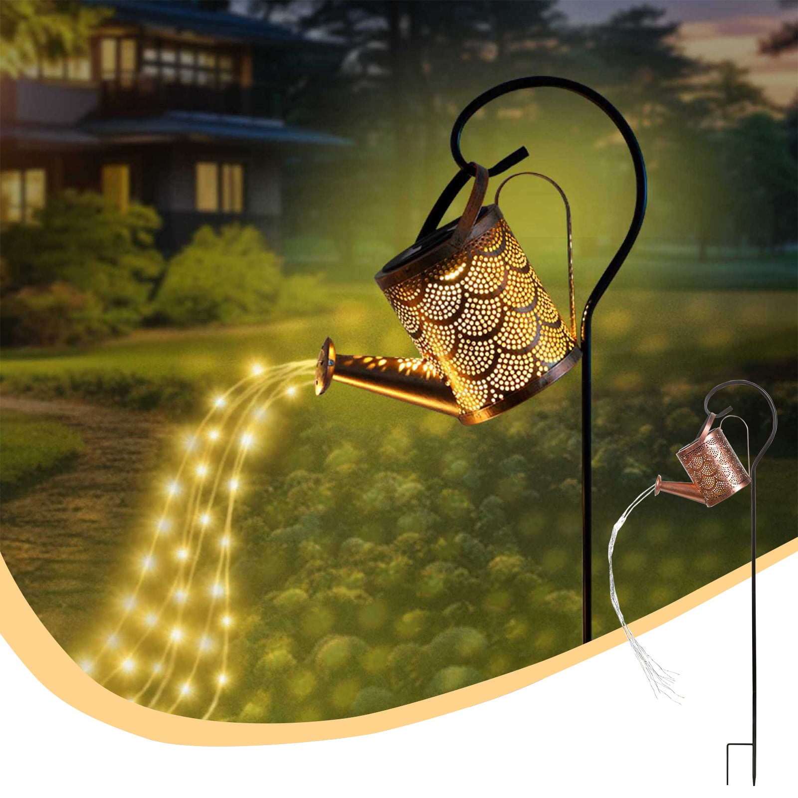 Kadlawus Solar Watering Can Lights for Garden, Metal Hanging Solar Lantern, Waterproof Outdoor Lighting, Decorative Yard Light for Porch Patio Lawn