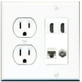 thumbnail image 1 of Ultra Spec Cables 2 Port HDMI Coax Cat6 Ethernet Wall Plate w/Round Power Outlet, 1 of 1
