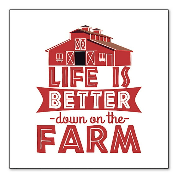 DistinctInk Custom Bumper Sticker - 8" x 8" Decorative Decal - White Background - Life is Better Down on the Farm