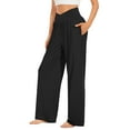 thumbnail image 2 of SUNSIOM Pantalon Large Décontracté pour Femmes, Couleur Unie Taille Haute Croisée Pantalon de Pyjama, 2 of 5