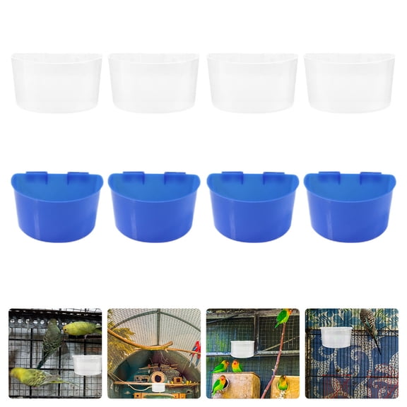 Hytrove 8Pcs Pet Bird Feeder Assorted Color Plastic Clip on Cage Feeder for Bird Feeding Station