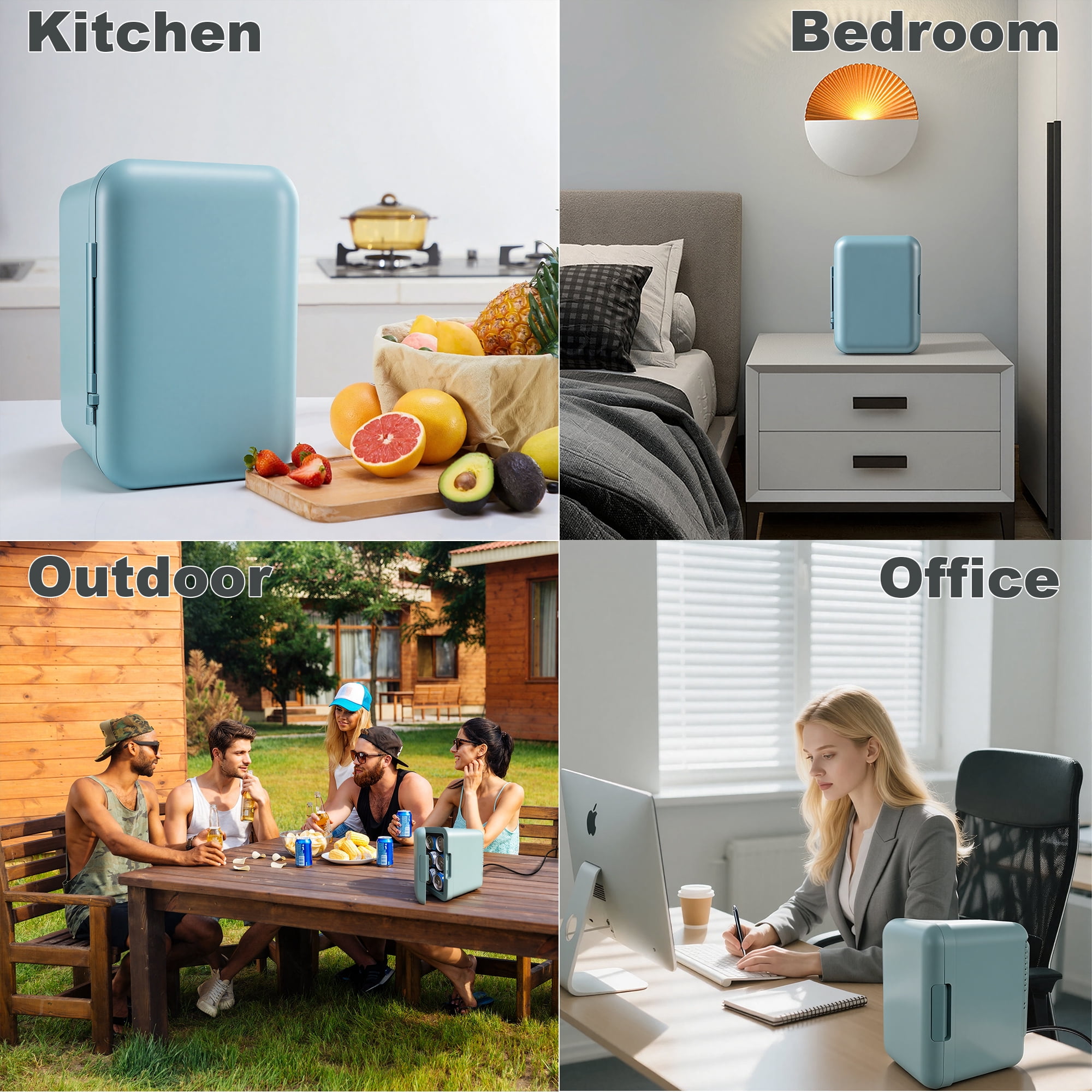 4L/6Can Mini Fridge, Retro Design ,Portable Skincare refrigerator, Small Cooler for Car & Home Use