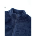 thumbnail image 6 of Rswnyirn Girls Fleece Sherpa Jacket Full Zip Coat Long Sleeve Sweatshirt Outwear Cardigan Overcoat Navy Blue 150, 6 of 7