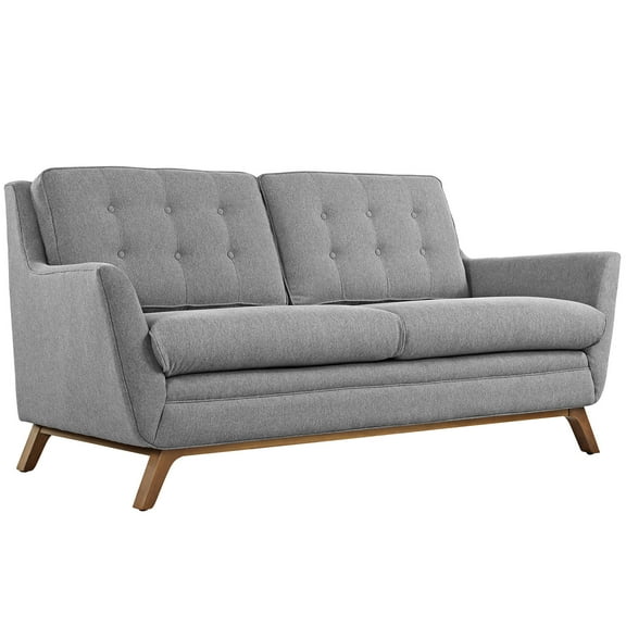 Modern Contemporary Fabric Loveseat , Grey, Fabric