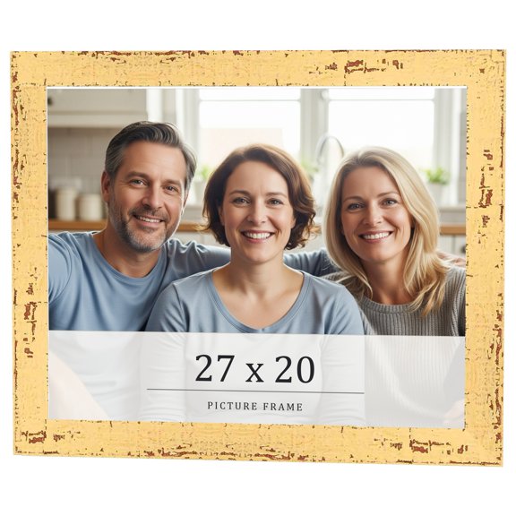 27x20 Frame Yellow Real Wood Picture Frame Width 1.25 inches | Interior Frame Depth 0.5 inches |