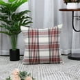 thumbnail image 5 of PiccoCasa Cotton Linen Throw Pillowcase 18"x18" Plaid Throw Pillow Cover, Red and Gray, 5 of 7