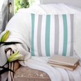 thumbnail image 3 of Turquoise Grey Stripe 24x24 Pillow Covers Set of 2, Modern Farmhouse Vertical Striped Throw Pillow Covers Decorative Couch Cushion Case, Microfiber Square Pillowcases for Bedroom Car Living Room, 3 of 7