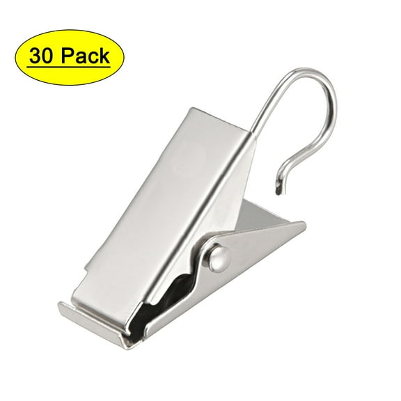 Uxcell 1" Curtain Clips Metal Chrome Plated Silver Tone 30 Pack