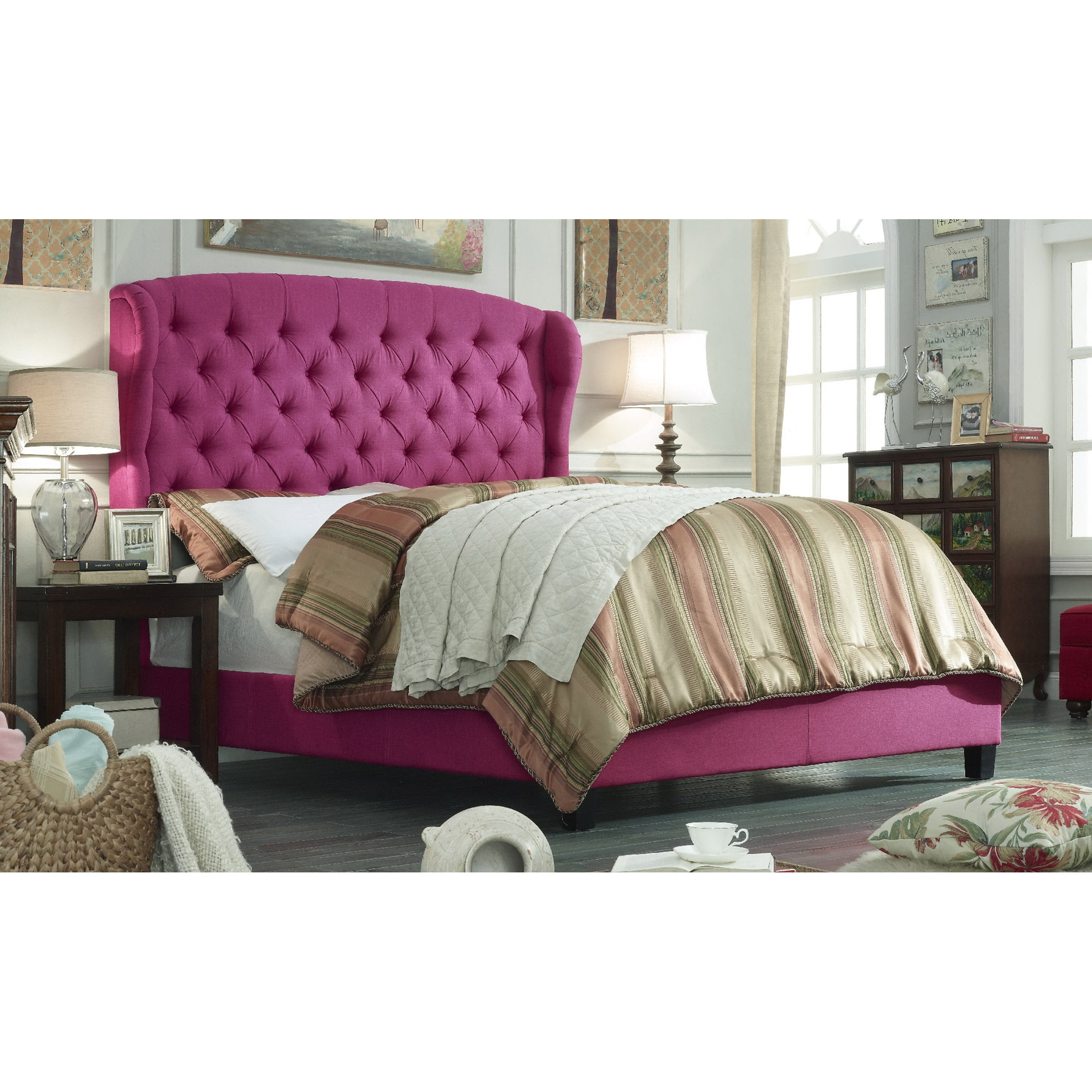 Alton Furniture Cicilia Queen Upholstered Platform Bed Pink Alton Furniture Cicilia Queen Upholstered Platform Bed Pink Com