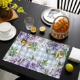 thumbnail image 3 of Purple Flowers Placemats Set of 6, Spring Floral Leaves Plants Blue Plaid Placemats for Dining Table, Place Mats for Kitchen Tabletop, Waterproof Wipeable Dining Table Mats Set, 3 of 9