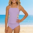 thumbnail image 7 of Wuxian Toddler Girls 2 Piece Tankini Swimsuits Solid Color Long Sleeve Zip Up Cutout Waist Tank Top Bottoms For Rash Guard Upf 50+ Sun Protection Swimwear Sets,5-6 Years, 7 of 7