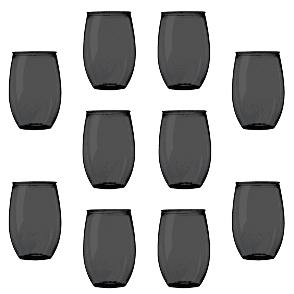 Plastic Stemless Wine Glasses 16 oz. Set of 10, Bulk Pack - BPA Free, Great for Outdoor Lounges, Poolside, Parties and Other Events - Smoke