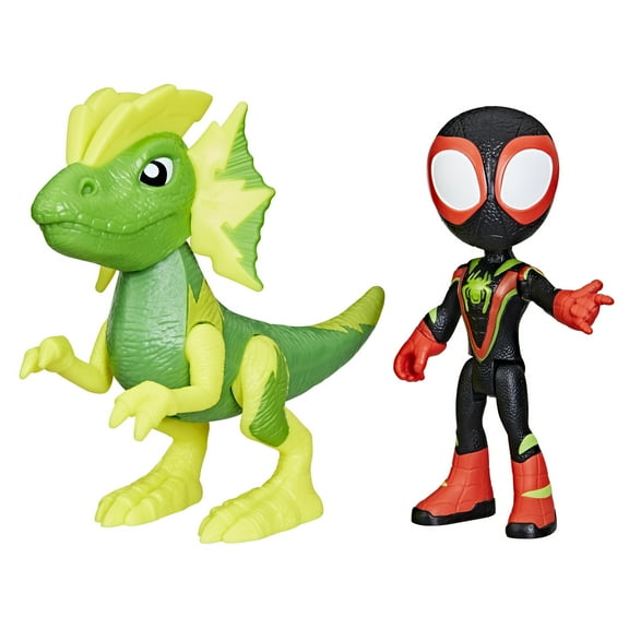 Marvel Spidey and His Amazing Friends Dino-Webs, Miles "Spin" Morales & Marvel's Electrosaurus Action Figures