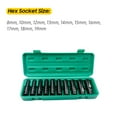 thumbnail image 2 of TFixol 1/2Inch Drive Hex Impact Socket Set 10-Piece Deep Socket Metric Sizes 8-19mm Carbon Steel with Storage Box, 2 of 7