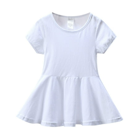 

HIBRO Summer Girl Solid Color Crewneck Short Sleeve A Line Knee Length Dress Casual Home Outing Suitable Daddy s Girl Baby Outfits Toddler Romper Dress
