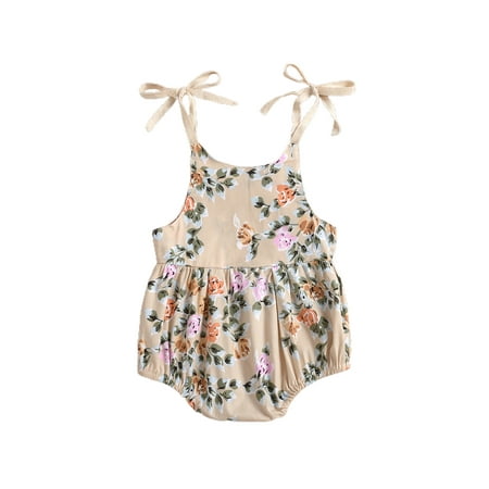 

ZIYIXIN Newborn Baby Girl Summer Clothes Sleeveless Romper Bodysuit Floral Outfit One Piece Jumpsuit Apricot 0-3 Months