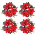 thumbnail image 2 of 4Pcs Christmas Candle Garlands, Christmas Red Flower Candle Holders, Christmas Candle Rings with Flower Berries, Rustic Candle Rings for Home Party Christmas Table, 2 of 15